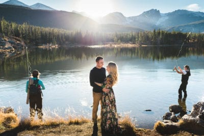 Romantic Rocky Mountain National Park Engagement Photography at Sprague Lake | From the Hip Photo