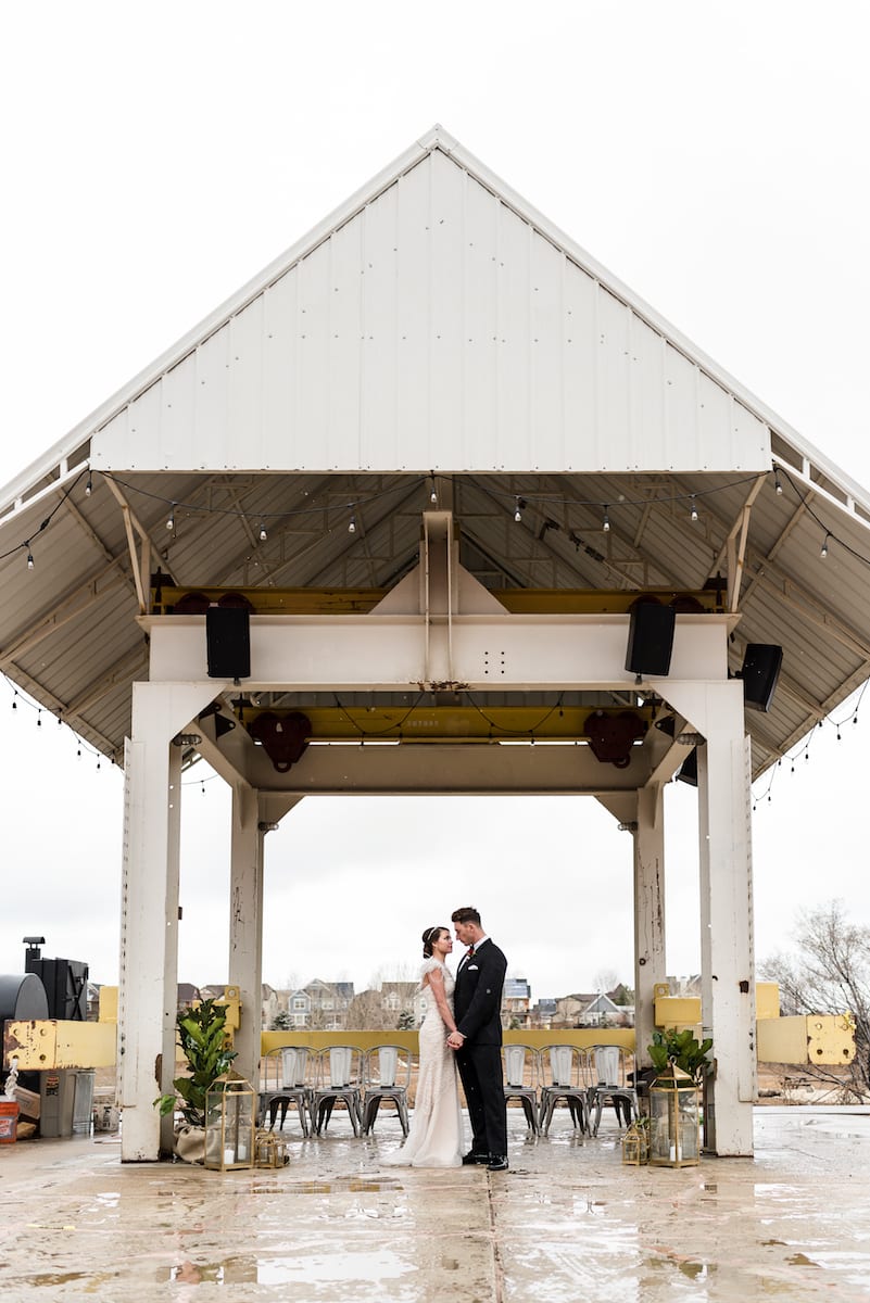 Styled wedding portrait at The Hangar at Stanley in Aurora, CO