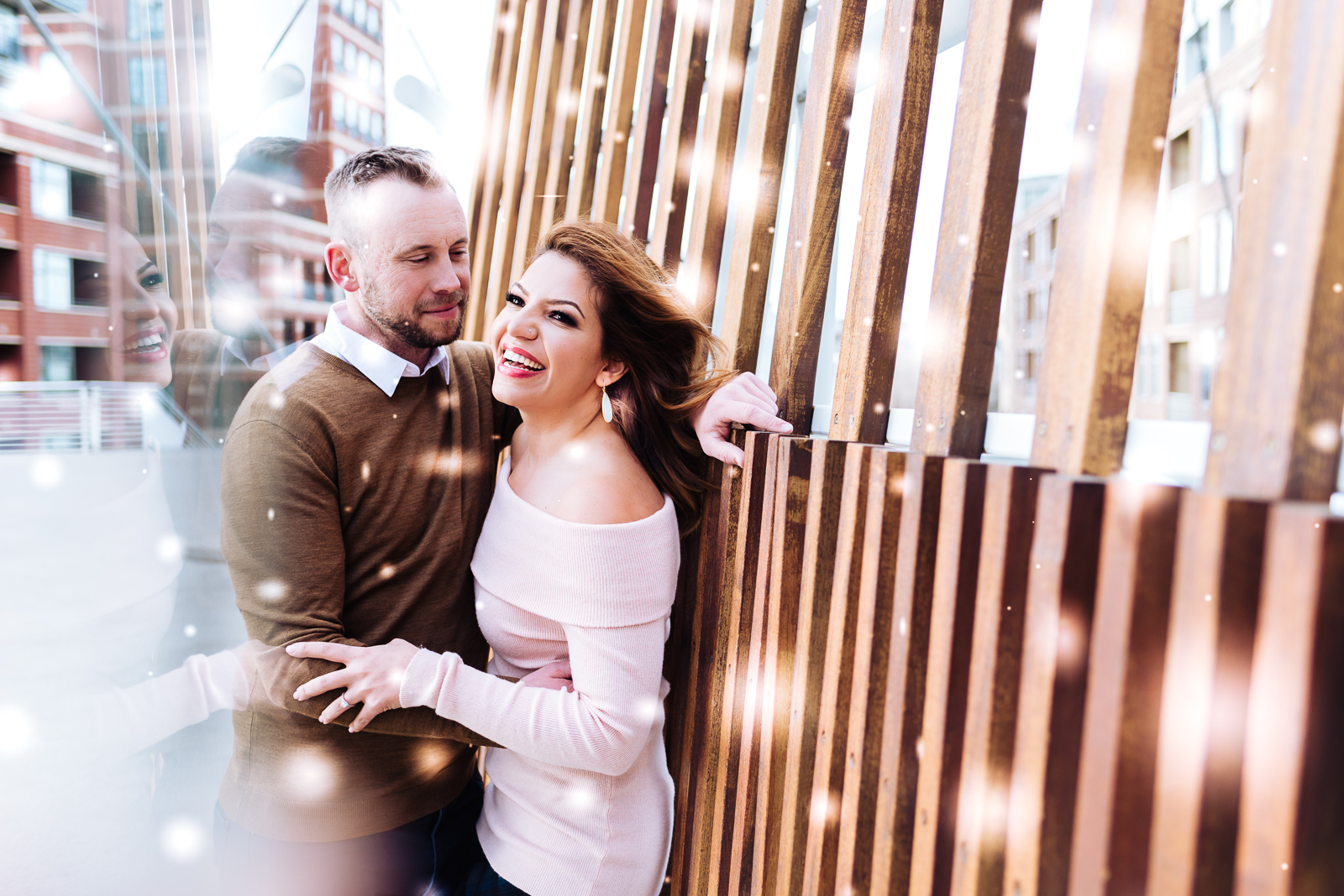 The Quintessential Denver Engagement | Engagement Photo | Union Station Millennium Bridge | From the Hip Photo