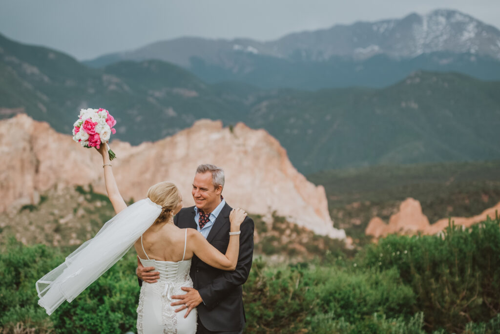 Garden of the Gods outdoor park trail nature mountain fun candid romantic wedding picture | From the Hip Photo Denver Colorado portrait photography 