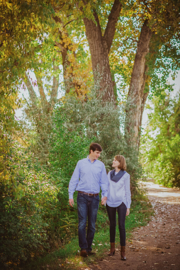 High Line Canal outdoor nature trail fun adventurous candid engagement picture | From the Hip Photo Denver Colorado portrait photography