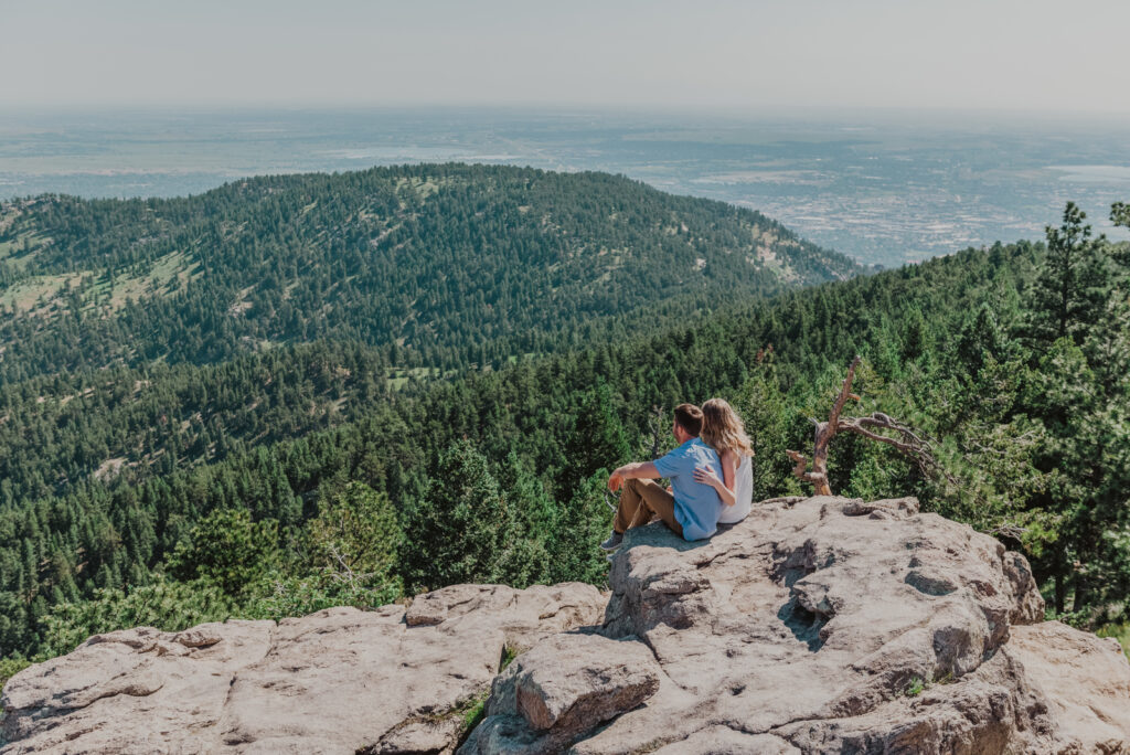 Lost Gulch Overlook Boulder Colorado outdoor mountain views fun candid romantic engagement pictures | From the Hip Photo portrait photography