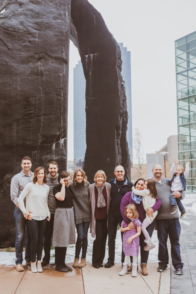 Downtown Civic Center Denver Art Museum outdoor fun candid family picture | From the Hip Photo Denver Colorado portrait photography