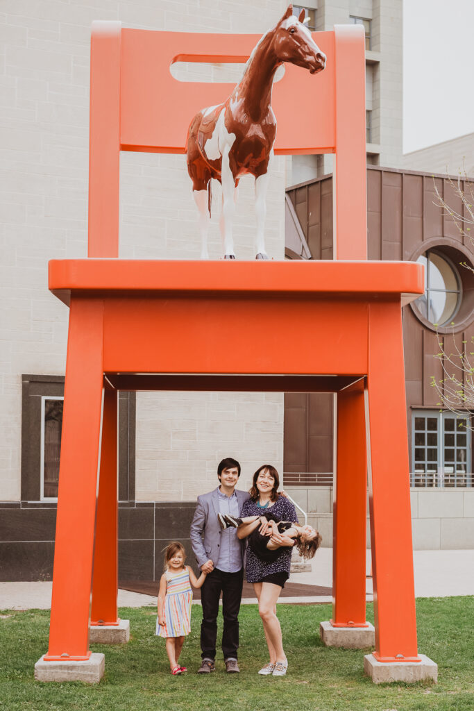 Downtown Civic Center Denver Art Museum outdoor fun candid family picture | From the Hip Photo Denver Colorado portrait photography 