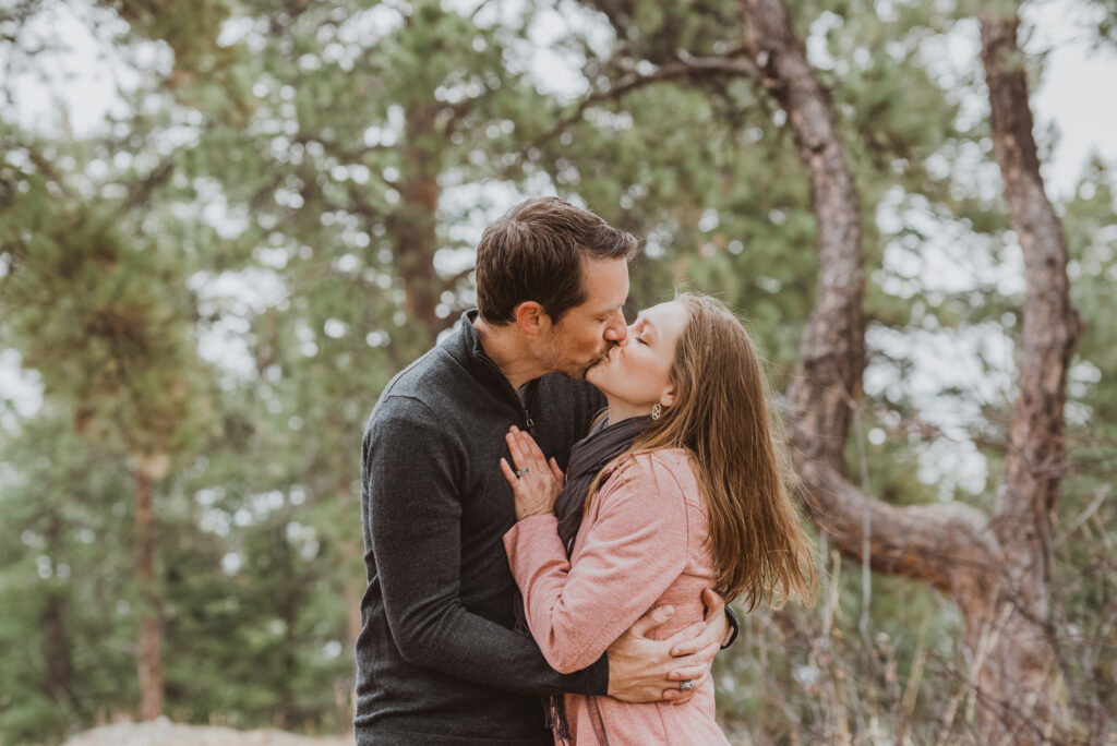 Mount Falcon Park Morrison Colorado outdoor nature trail candid fun engagement couples picture | From the Hip Photo Denver portrait photography