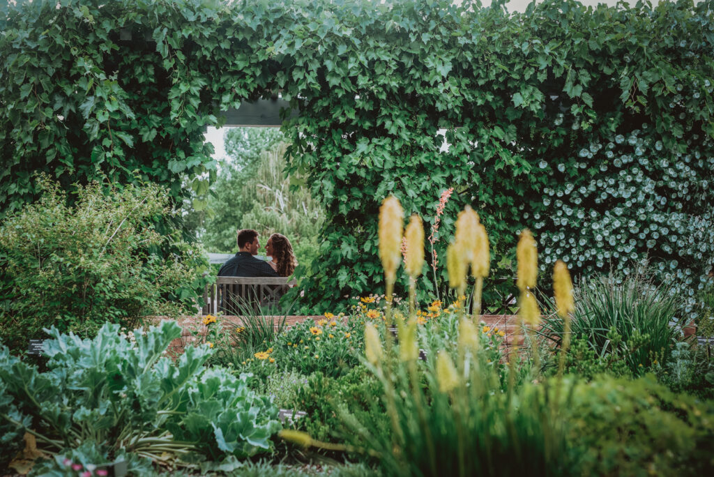 Denver Botanic Gardens Outdoor nature fun candid romantic engagement picture | From the Hip Photo Portrait Photography