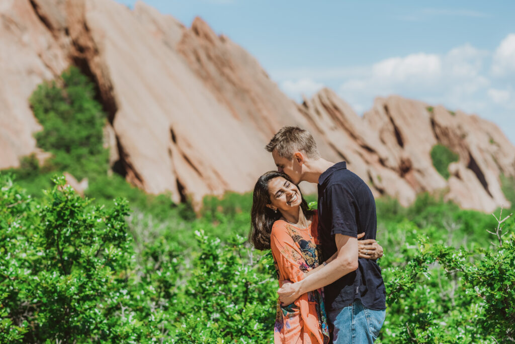 Roxborough State Park Littleton Colorado outdoor nature red rock adventurous candid fun engagement picture | From the Hip Photo Denver portrait photography 
