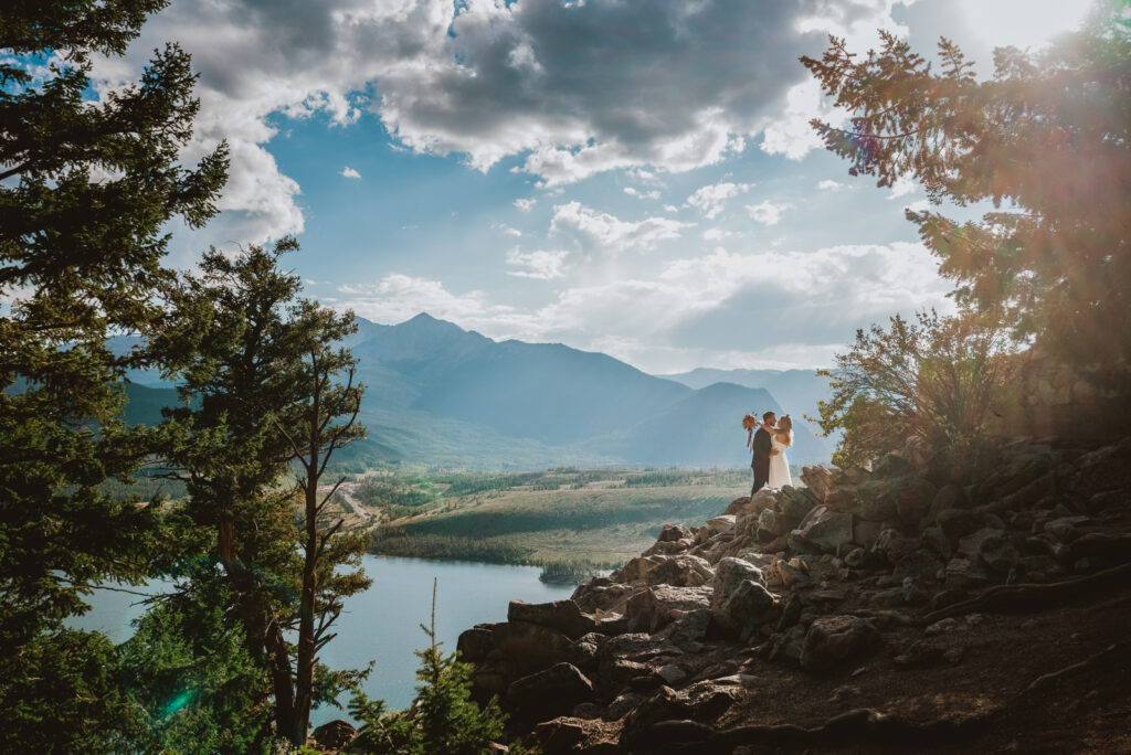Sapphire Point Dillion Colorado outdoor mountain lake trail nature candid fun loving wedding picture | From the Hip Photo Denver portrait photography
