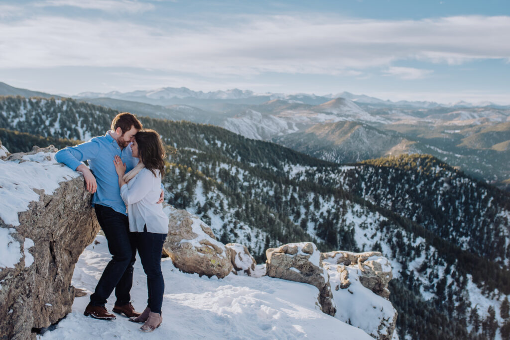 Lost Gulch Overlook Boulder Colorado outdoor mountain views fun candid romantic engagement pictures | From the Hip Photo portrait photography 