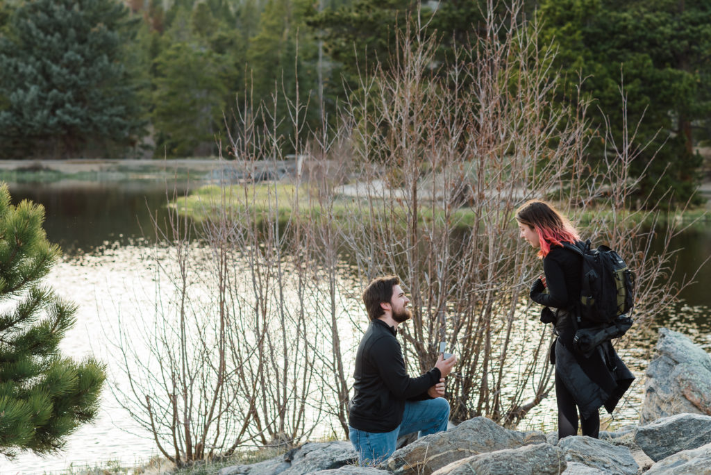 Tips to Plan the Perfect Surprise Wedding Proposal Photos Outdoor Nature Sprague Lake Rocky Mountain National Park picture | From the Hip Photo Denver Colorado portrait photography 
