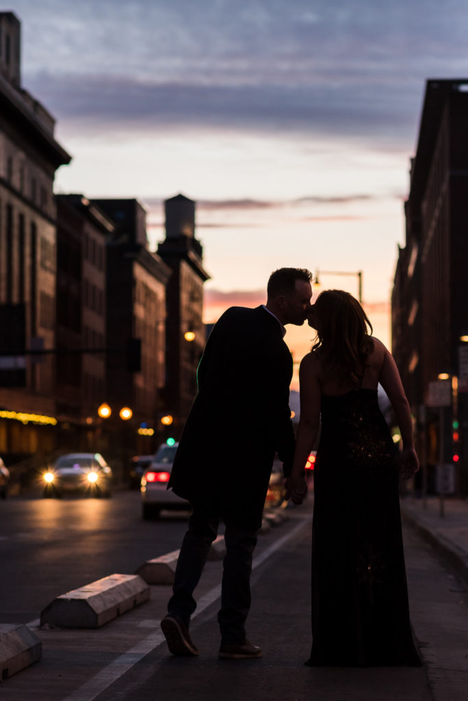 Expert tips to plan fun downtown Denver engagement photos sunset romantic engagement picture | From the Hip Photo Denver Colorado portrait photography 
