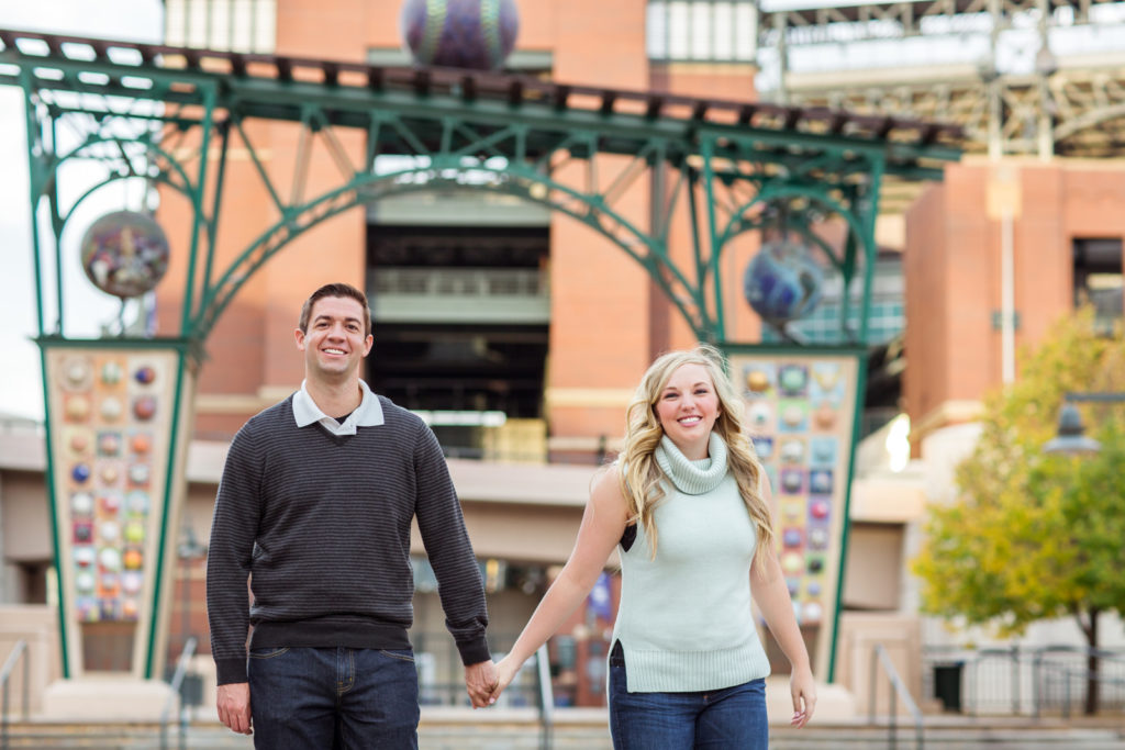 Expert tips to plan fun downtown Denver engagement photos Coors Field romantic engagement picture | From the Hip Photo Denver Colorado portrait photography 