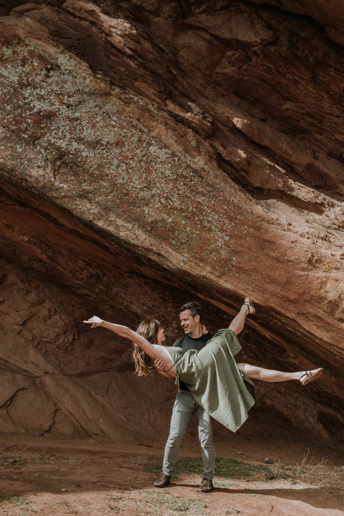 Red Rocks, Colorado | Outdoors | Couple yoga | Engagement photos