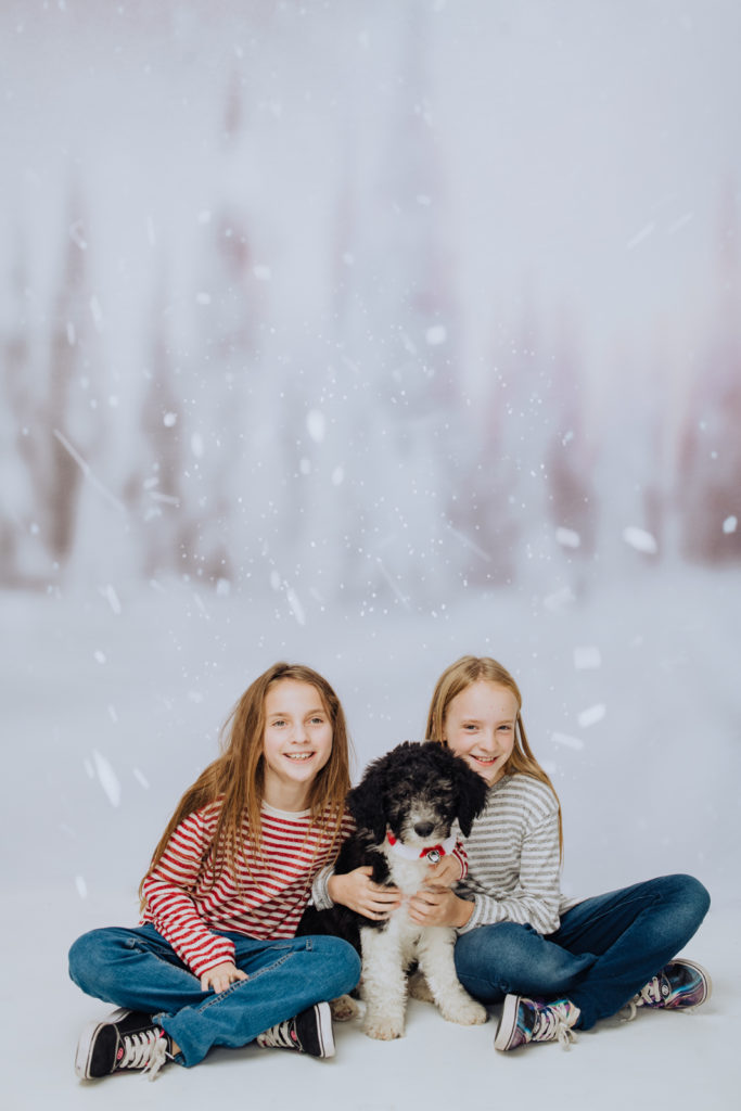 Denver family photos for holiday Christmas kids dog