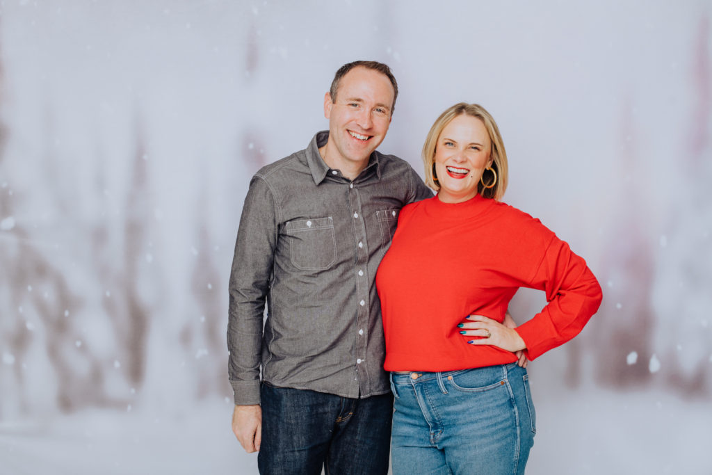Denver family photos for holiday Christmas cards newlywed