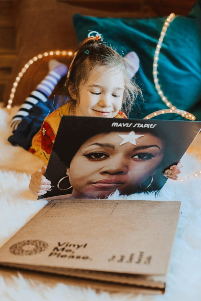Girl with LP - Vinyl Record Commercial Photography | From the Hip Photo