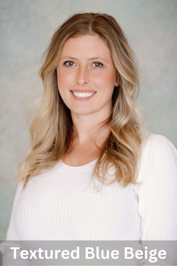 Professional portrait on Textured Blue Beige backdrop — Denver studio photography by From the Hip Photo