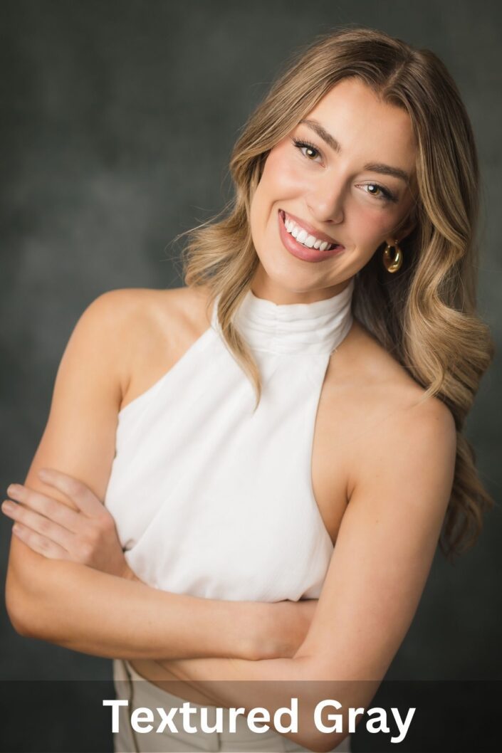 Professional portrait on Textured Gray backdrop — Denver studio photography by From the Hip Photo