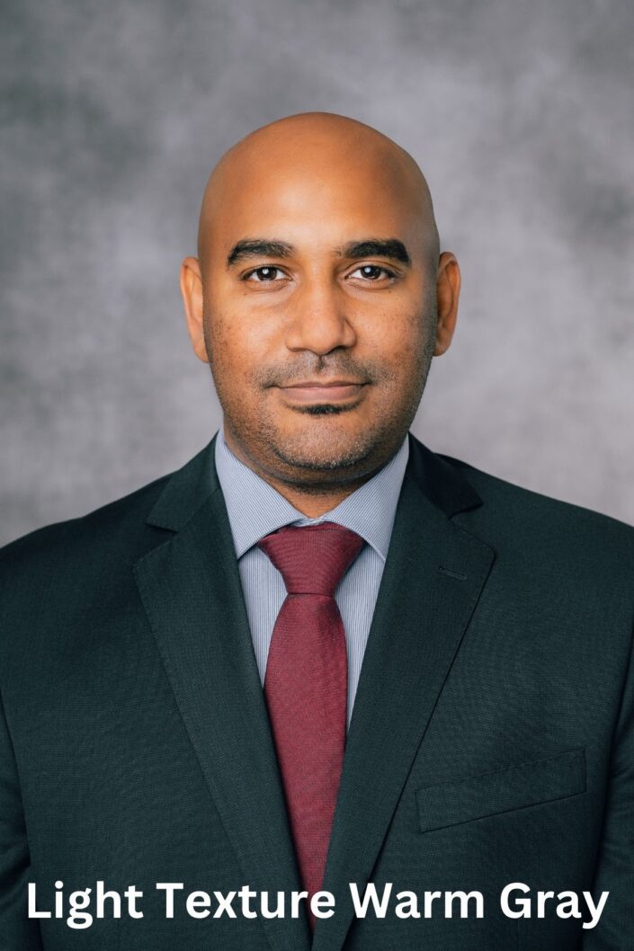 Professional portrait on Light Texture Warm Gray backdrop — Denver studio photography by From the Hip Photo