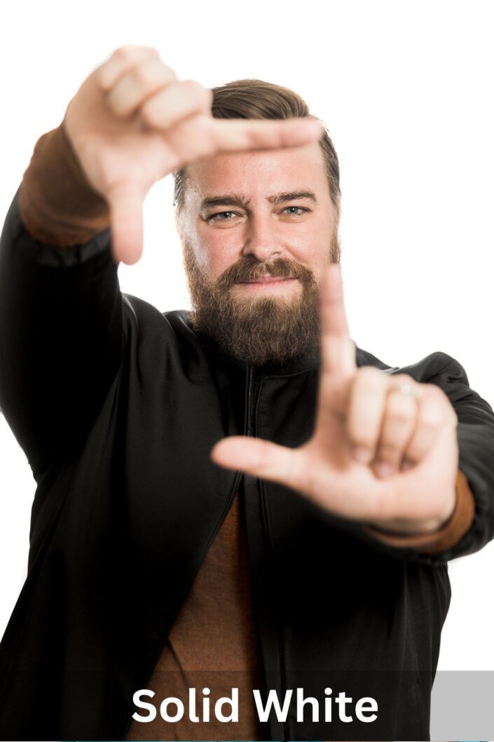 Studio headshot photography background options | Solid White