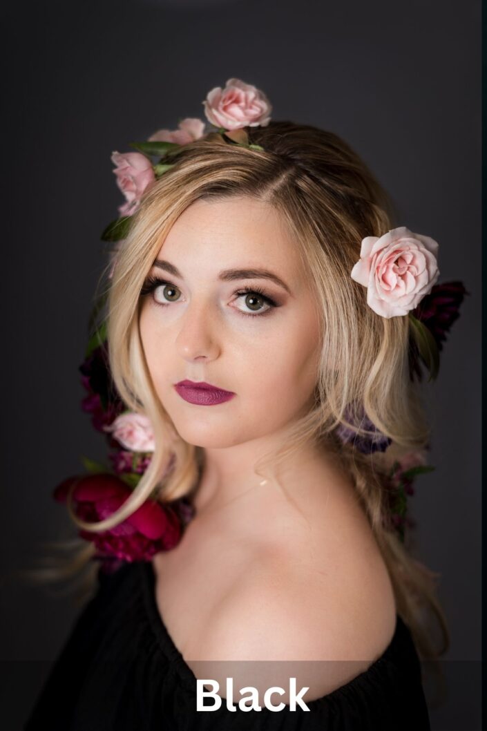 Studio headshot photography background options | Solid Black Gray