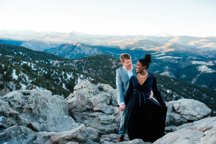 Romantic Mountain Engagement Picture at Sunset Dusk | Denver & Boulder Elopement Photographer