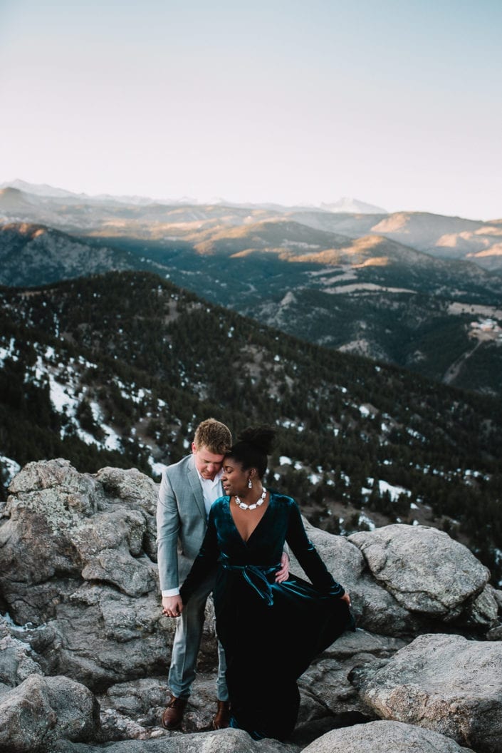 Romantic Mountain Engagement Picture at Sunset Dusk | Denver & Boulder Elopement Photographer
