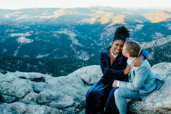 Romantic Mountain Engagement Picture at Sunset Dusk | Denver & Boulder Elopement Photographer