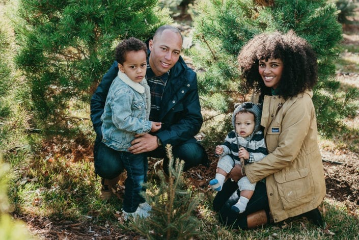 Family Christmas tree photo session in Denver | Colorado Lifestyle Photographer