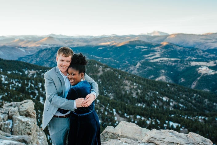 Romantic Mountain Engagement Picture at Sunset Dusk | Denver & Boulder Elopement Photographer