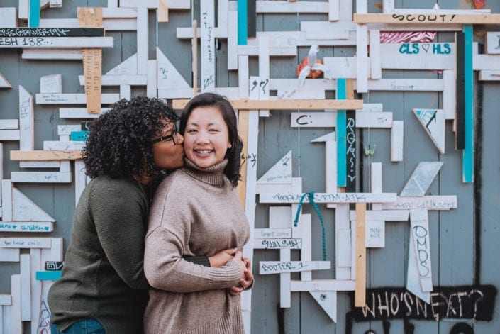 Same sex engagement photo session in downtown RiNo Denver | Colorado LGBTQ friendly photographer