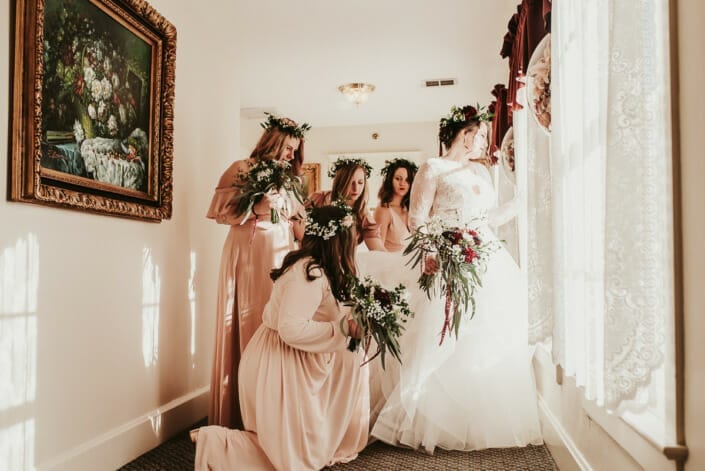 Wedding Bride with Bridesmaids | Denver Colorado Elopement Photographer