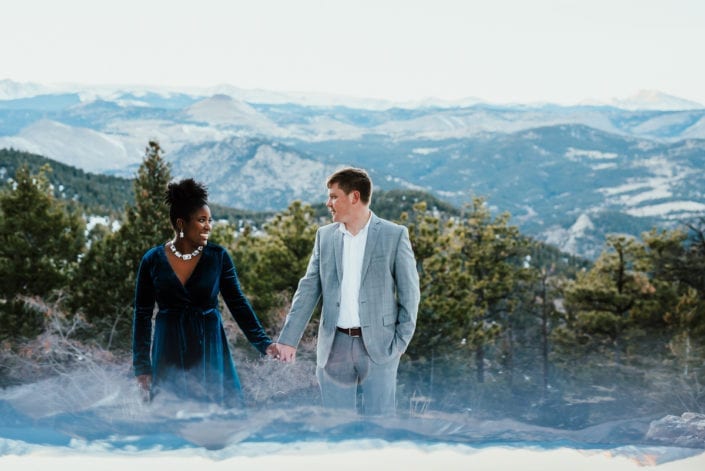 Romantic Mountain Engagement Picture at Sunset Dusk | Denver & Boulder Elopement Photographer