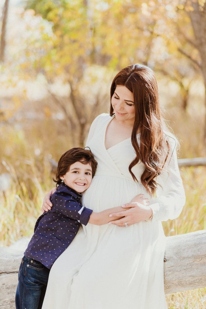 Family Maternity photo session in Denver Fall Foliage Trailhead | Colorado Lifestyle Photographer