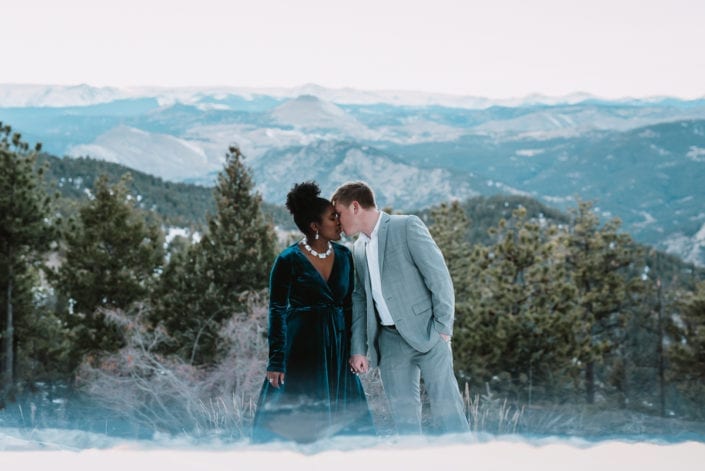 Romantic Mountain Engagement Picture at Sunset Dusk | Denver & Boulder Elopement Photographer