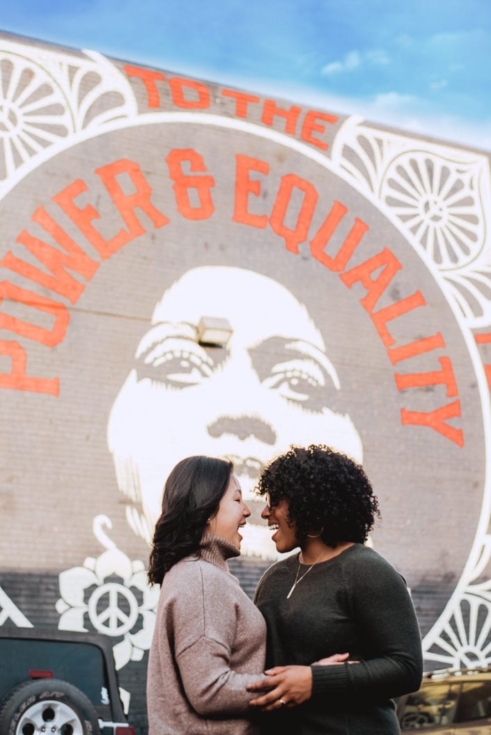 Same sex engagement photo session in downtown RiNo Denver | Colorado LGBTQ friendly photographer