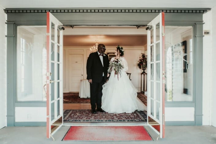 Wedding Ceremony Bride with Dad | Denver Colorado Elopement Photographer