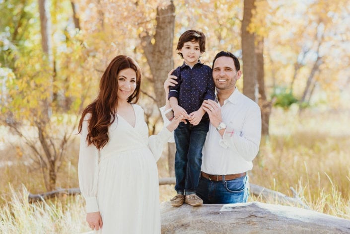 Family Maternity photo session in Denver Fall Foliage Trailhead | Colorado Lifestyle Photographer