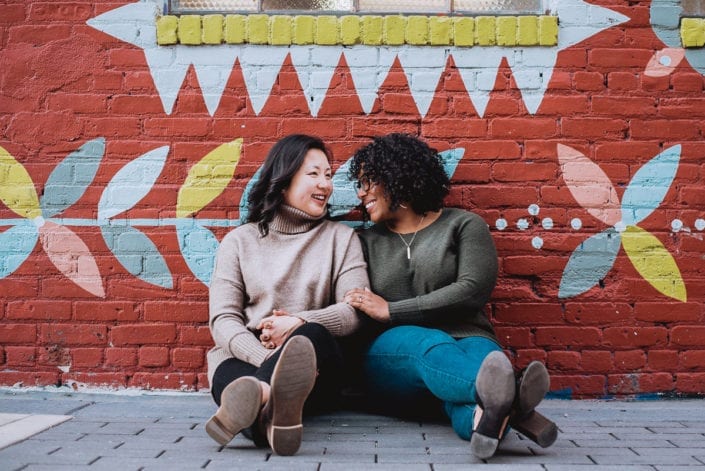 Same sex engagement photo session in downtown RiNo Denver | Colorado LGBTQ friendly photographer