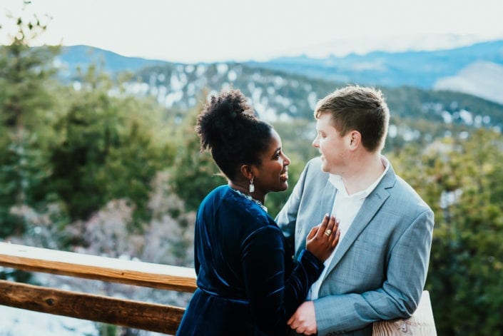 Romantic Mountain Engagement Picture at Sunset Dusk | Denver & Boulder Elopement Photographer