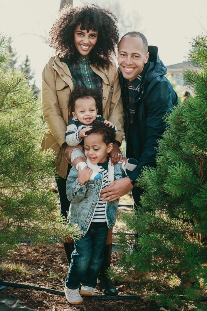 Family Christmas tree photo session in Denver | Colorado Lifestyle Photographer