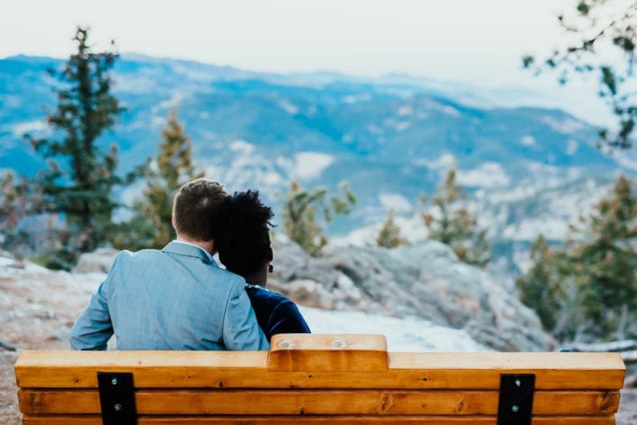 Romantic Mountain Engagement Picture at Sunset Dusk | Denver & Boulder Elopement Photographer