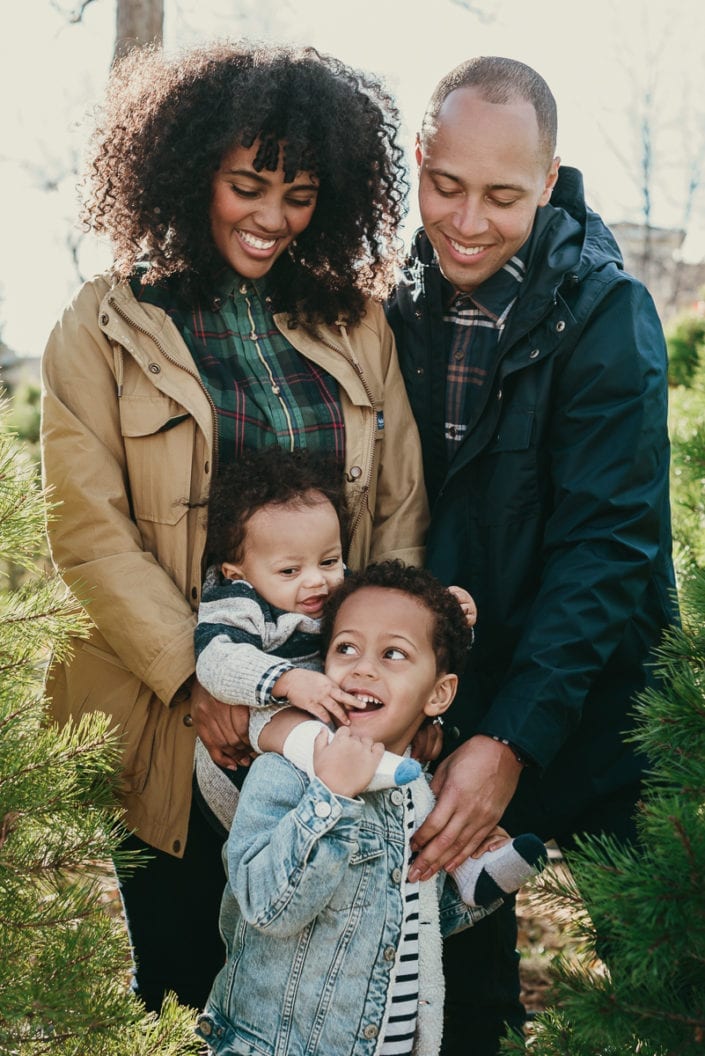 Family Christmas tree photo session in Denver | Colorado Lifestyle Photographer