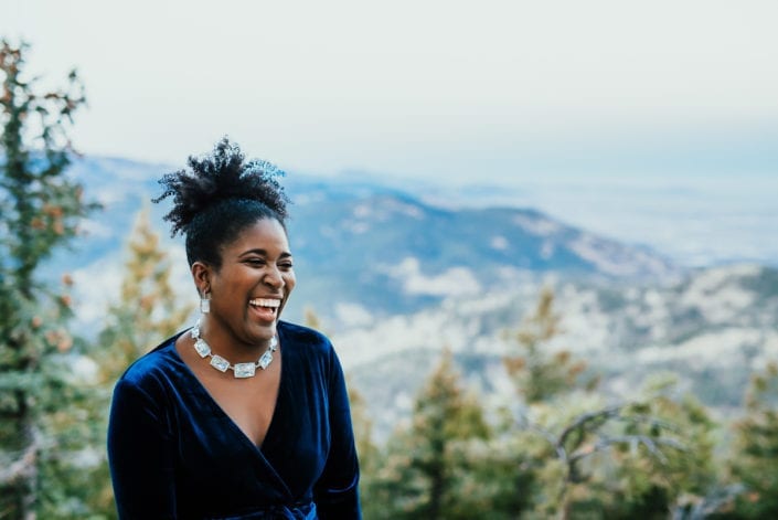 Romantic Mountain Engagement Picture at Sunset Dusk | Denver & Boulder Elopement Photographer