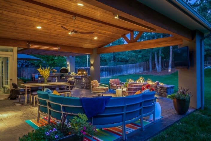 Nighttime Covered Patio Photo | Colorado Real Estate Photographer