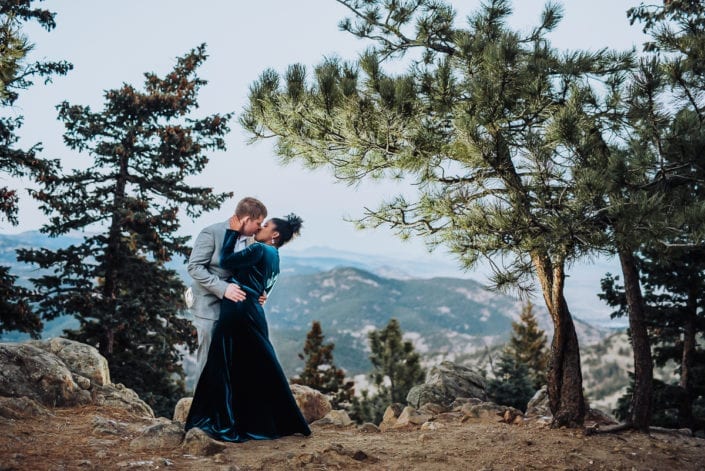 Romantic Mountain Engagement Picture at Sunset Dusk | Denver & Boulder Elopement Photographer