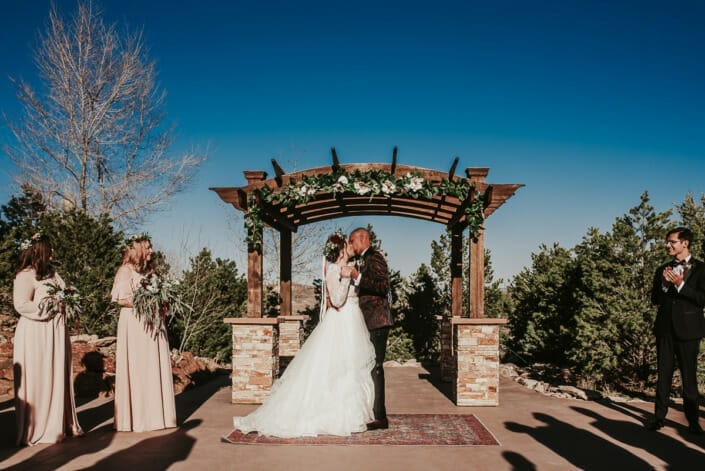 Wedding Ceremony First Kiss | Denver Colorado Elopement Photographer