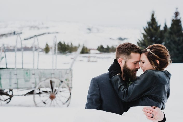 Denver winter wedding photographer captures final evening portrait