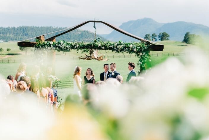 Wedding Ceremony at Spruce Mountain Ranch | Larkspur Colorado Elopement Photographer