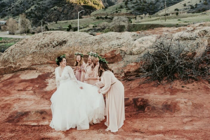 Wedding Bride with Bridesmaids | Denver Colorado Elopement Photographer